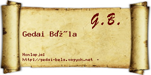 Gedai Béla névjegykártya